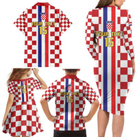 Custom Croatia Football Family Matching Long Sleeve Bodycon Dress and Hawaiian Shirt Vatreni 2026 Ready For The World - Wonder Print Shop
