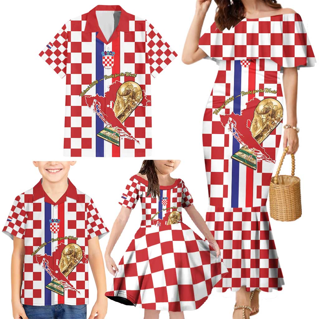 Custom Croatia Football Family Matching Mermaid Dress and Hawaiian Shirt Vatreni 2026 Ready For The World - Wonder Print Shop