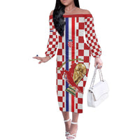 Custom Croatia Football Family Matching Off The Shoulder Long Sleeve Dress and Hawaiian Shirt Vatreni 2026 Ready For The World - Wonder Print Shop