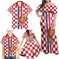 Custom Croatia Football Family Matching Off Shoulder Maxi Dress and Hawaiian Shirt Vatreni 2026 Ready For The World - Wonder Print Shop