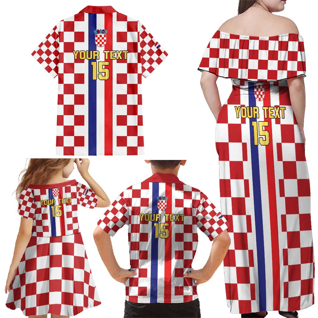 Custom Croatia Football Family Matching Off Shoulder Maxi Dress and Hawaiian Shirt Vatreni 2026 Ready For The World - Wonder Print Shop