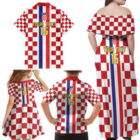Custom Croatia Football Family Matching Off Shoulder Maxi Dress and Hawaiian Shirt Vatreni 2026 Ready For The World - Wonder Print Shop