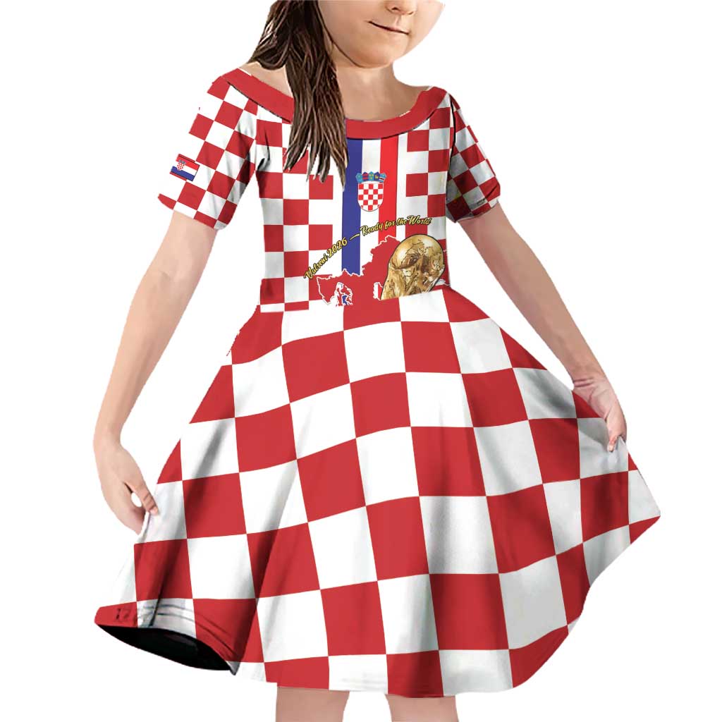 Custom Croatia Football Family Matching Off Shoulder Short Dress and Hawaiian Shirt Vatreni 2026 Ready For The World - Wonder Print Shop