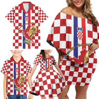 Custom Croatia Football Family Matching Off Shoulder Short Dress and Hawaiian Shirt Vatreni 2026 Ready For The World - Wonder Print Shop