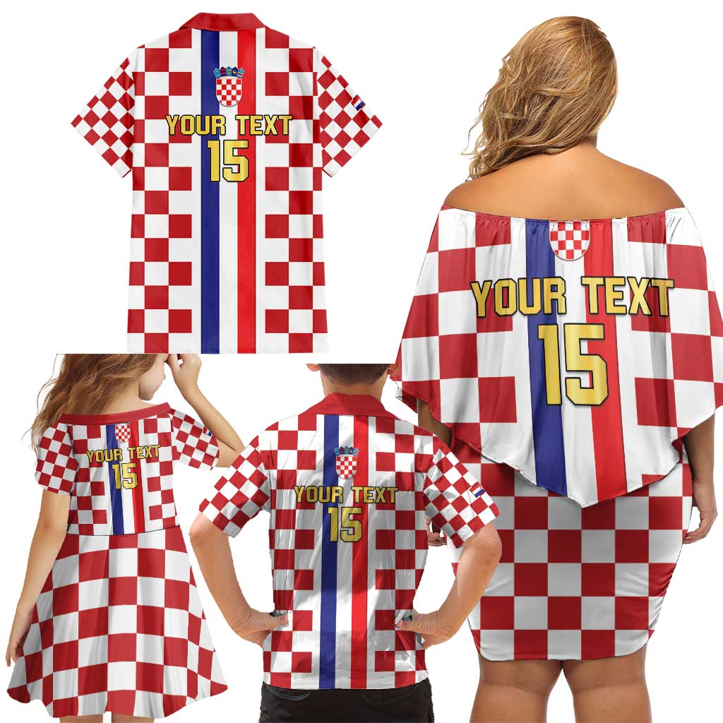 Custom Croatia Football Family Matching Off Shoulder Short Dress and Hawaiian Shirt Vatreni 2026 Ready For The World - Wonder Print Shop