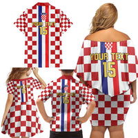 Custom Croatia Football Family Matching Off Shoulder Short Dress and Hawaiian Shirt Vatreni 2026 Ready For The World - Wonder Print Shop