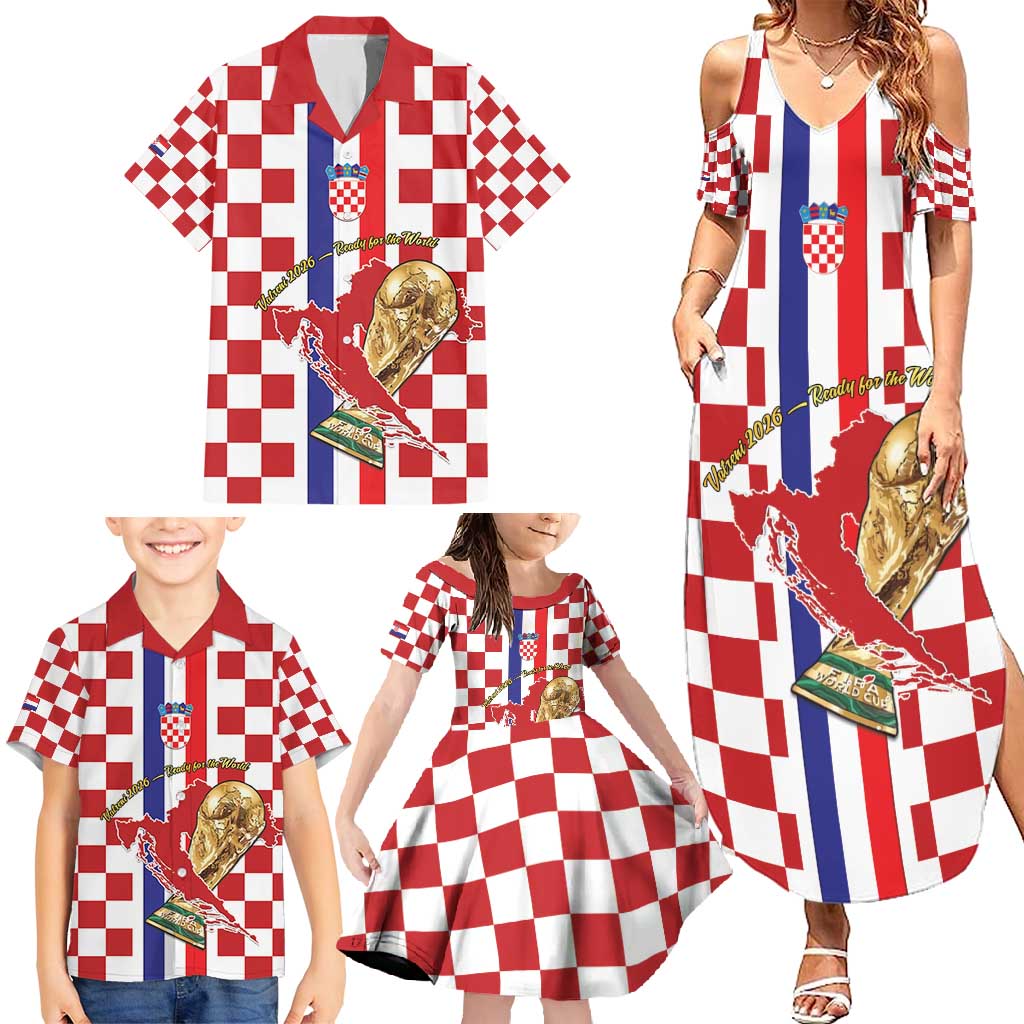 Custom Croatia Football Family Matching Summer Maxi Dress and Hawaiian Shirt Vatreni 2026 Ready For The World - Wonder Print Shop