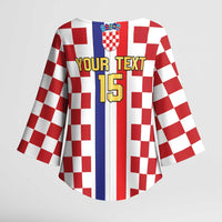 Custom Croatia Football Kimono Sleeve Blouse Vatreni 2026 Ready For The World - Wonder Print Shop