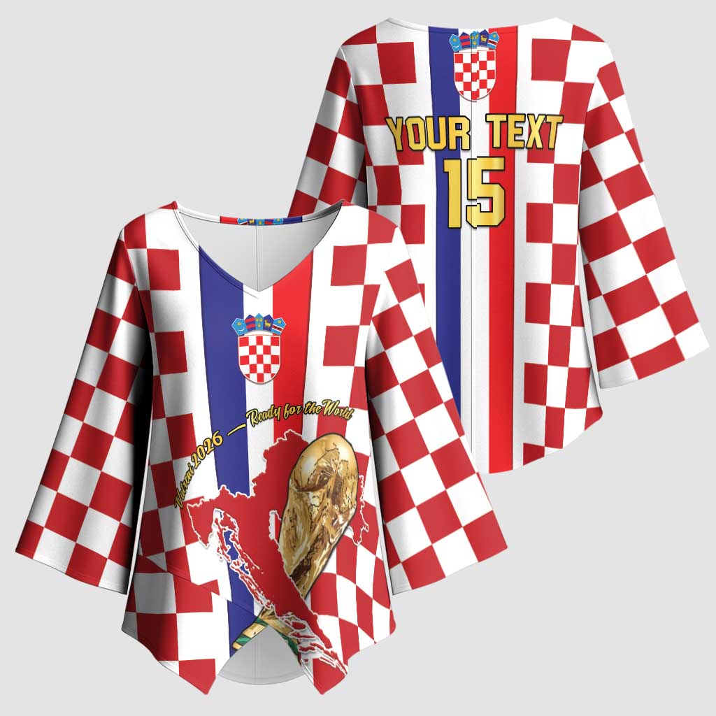 Custom Croatia Football Kimono Sleeve Blouse Vatreni 2026 Ready For The World - Wonder Print Shop
