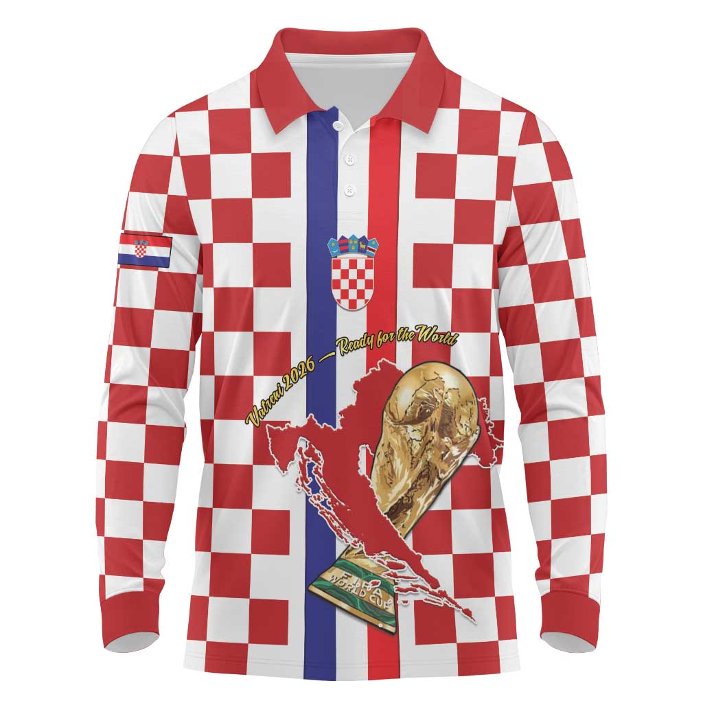 Custom Croatia Football Long Sleeve Polo Shirt Vatreni 2026 Ready For The World - Wonder Print Shop