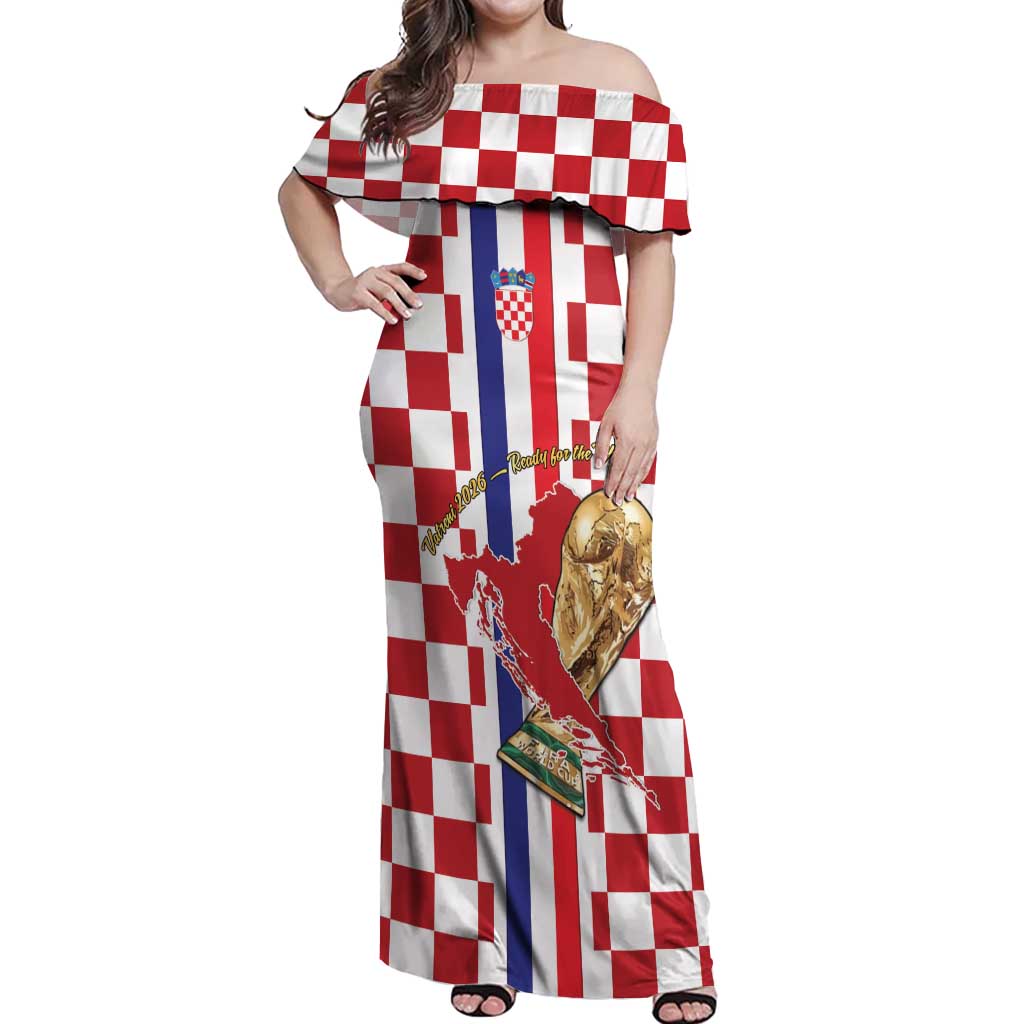 Custom Croatia Football Off Shoulder Maxi Dress Vatreni 2026 Ready For The World - Wonder Print Shop
