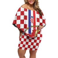 Custom Croatia Football Off Shoulder Short Dress Vatreni 2026 Ready For The World - Wonder Print Shop