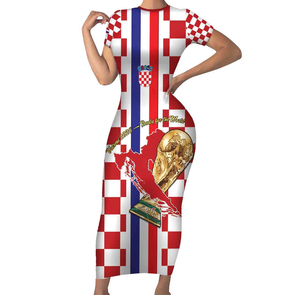 Custom Croatia Football Short Sleeve Bodycon Dress Vatreni 2026 Ready For The World - Wonder Print Shop