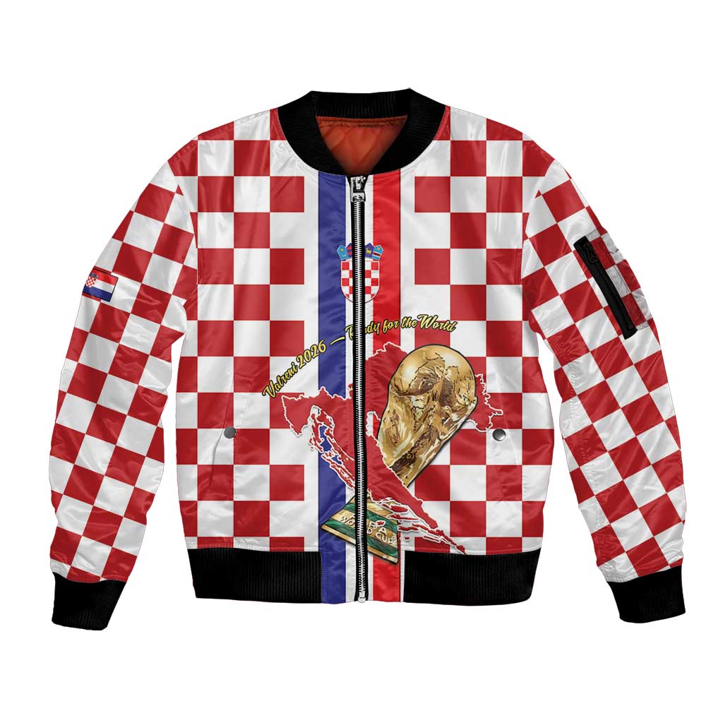 Custom Croatia Football Sleeve Zip Bomber Jacket Vatreni 2026 Ready For The World - Wonder Print Shop