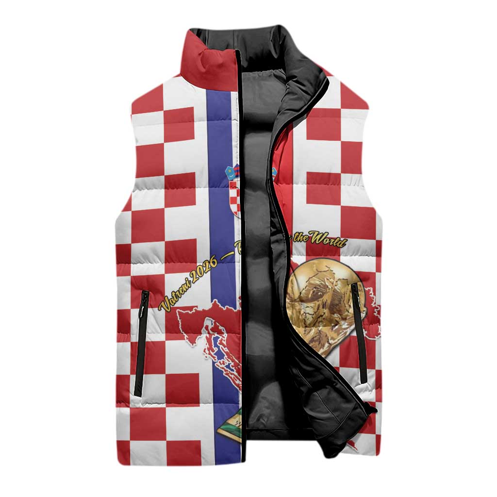 Custom Croatia Football Sleeveless Puffer Jacket Vatreni 2026 Ready For The World - Wonder Print Shop