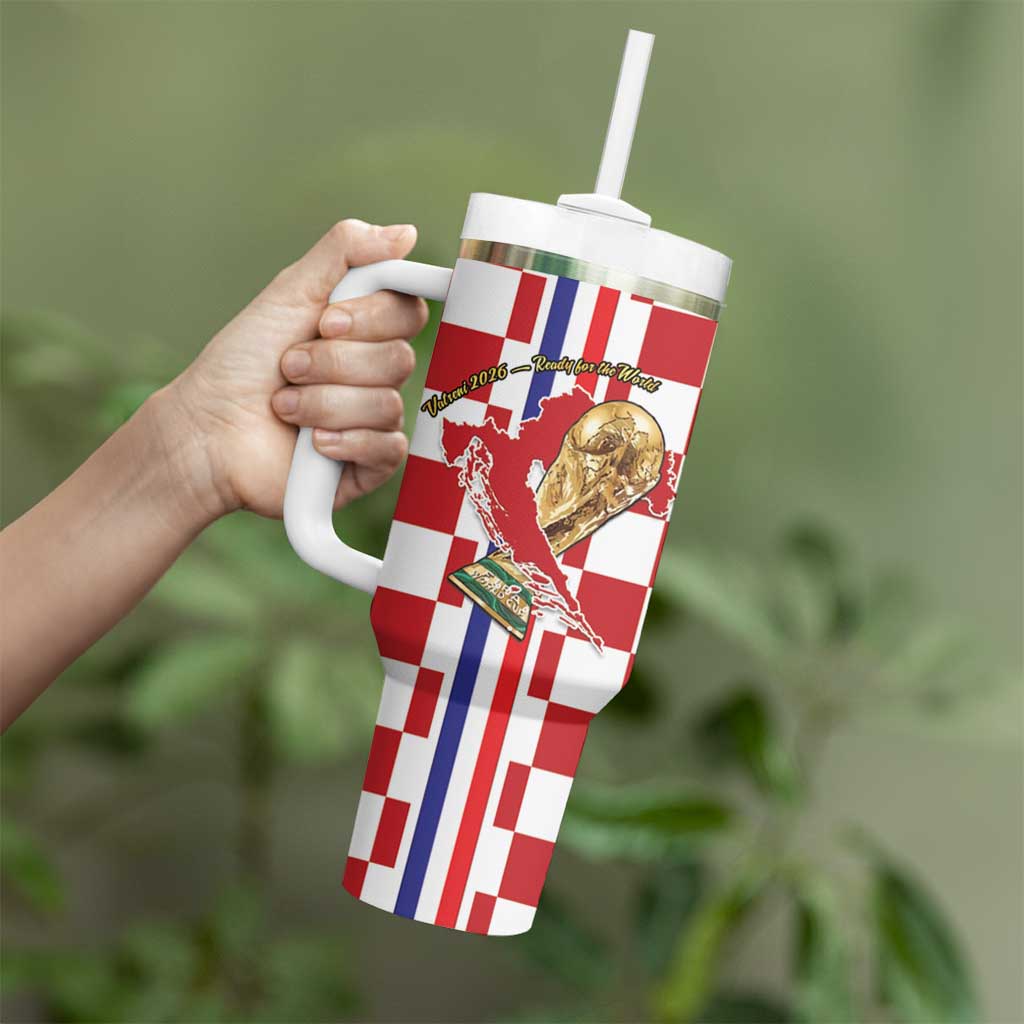 Custom Croatia Football Tumbler With Handle Vatreni 2026 Ready For The World - Wonder Print Shop