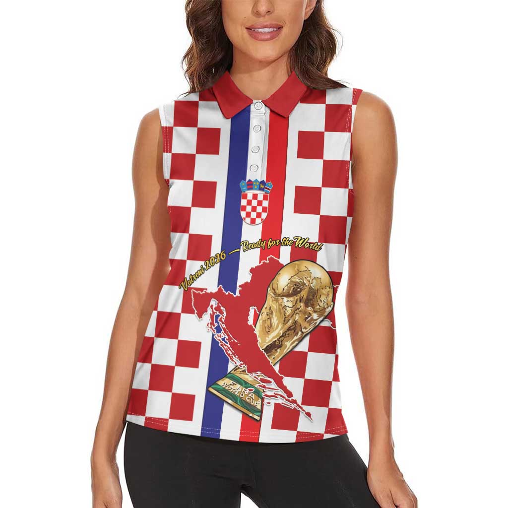 Custom Croatia Football Women Sleeveless Polo Shirt Vatreni 2026 Ready For The World - Wonder Print Shop