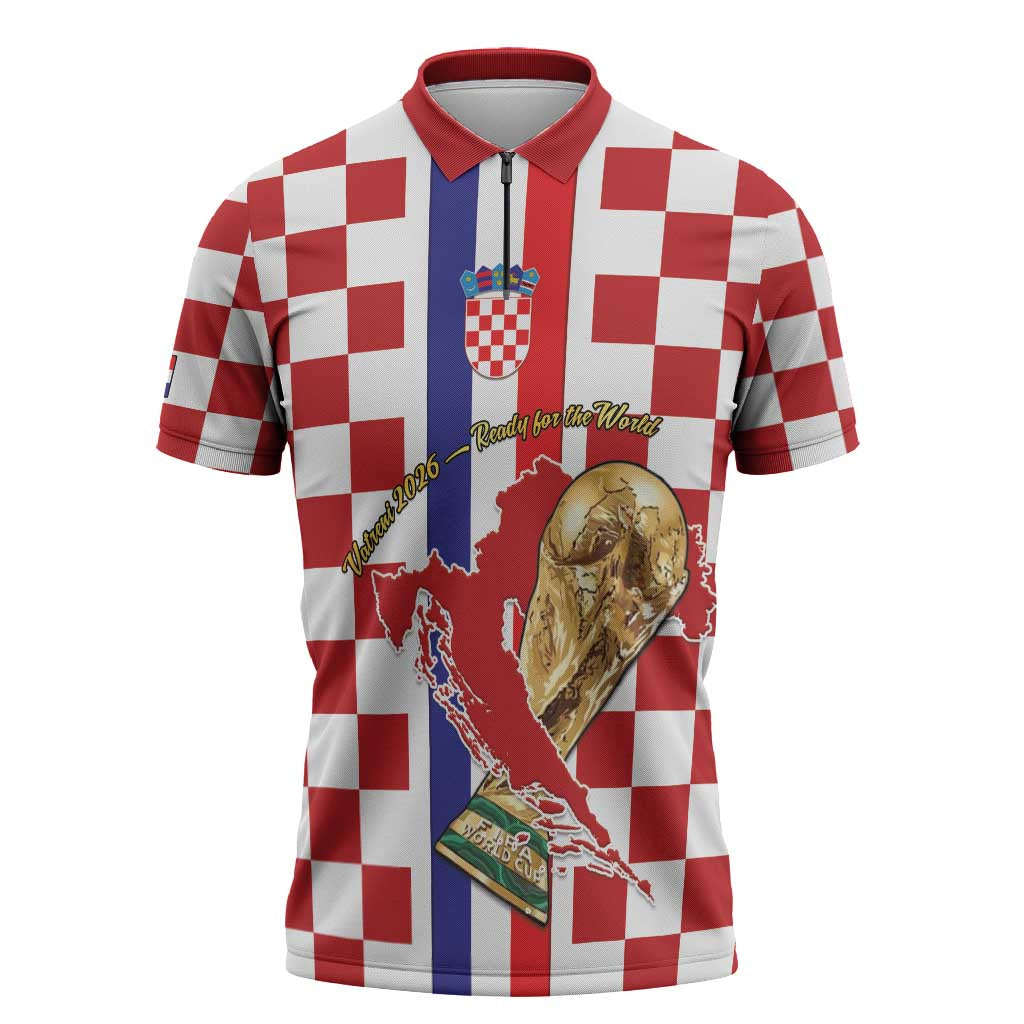 Custom Croatia Football Zipper Polo Shirt Vatreni 2026 Ready For The World - Wonder Print Shop