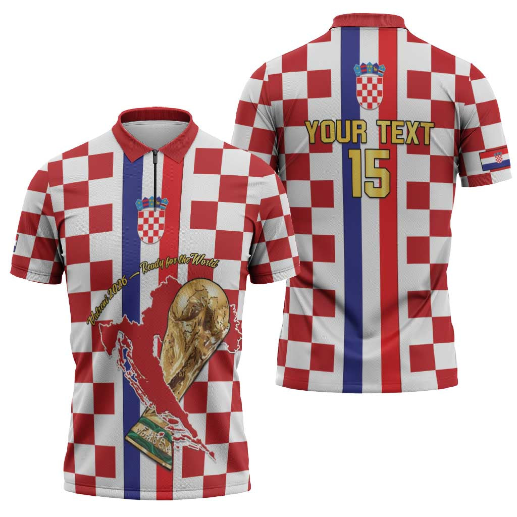 Custom Croatia Football Zipper Polo Shirt Vatreni 2026 Ready For The World - Wonder Print Shop
