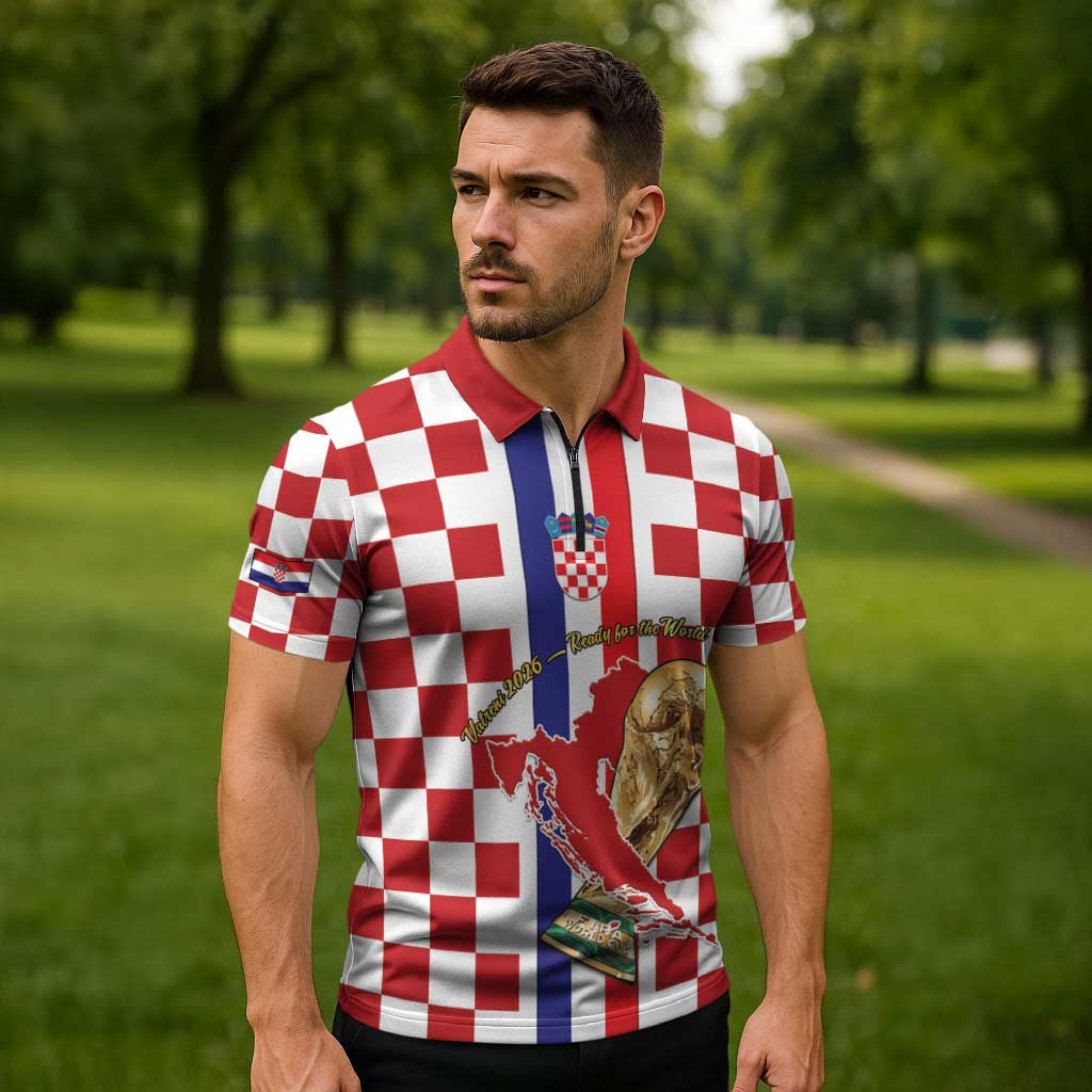 Custom Croatia Football Zipper Polo Shirt Vatreni 2026 Ready For The World - Wonder Print Shop