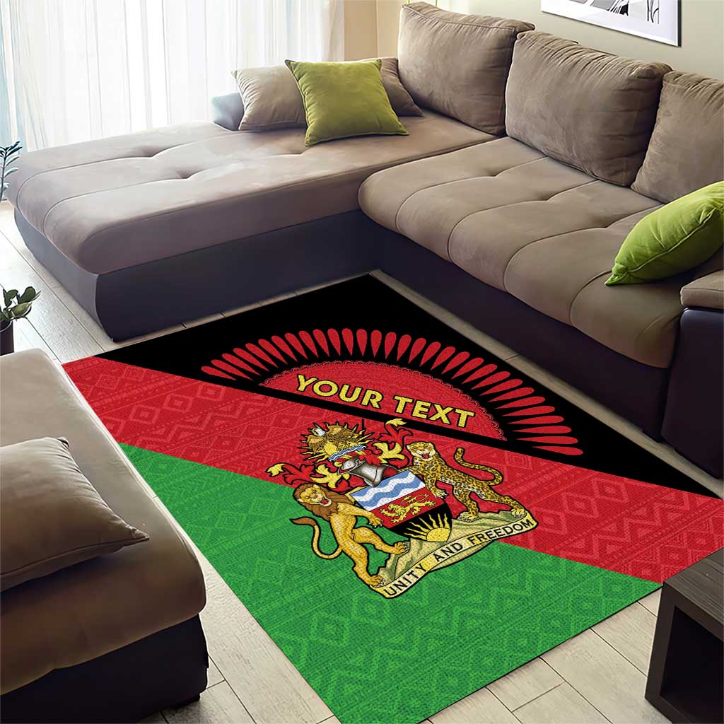 Personalised Malawi Area Rug Coat Of Arms - Flag Style - Wonder Print Shop