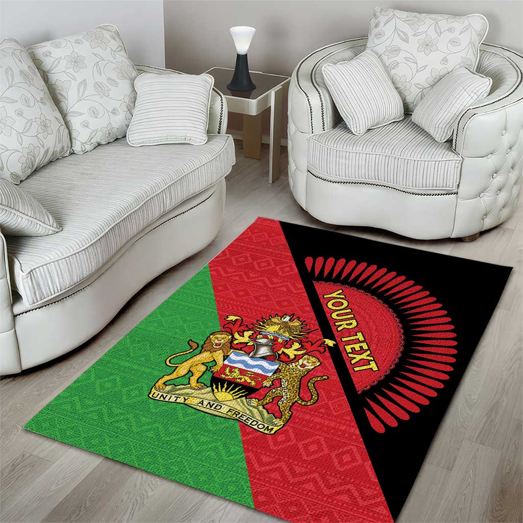 Personalised Malawi Area Rug Coat Of Arms - Flag Style - Wonder Print Shop