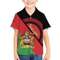 Personalised Malawi Family Matching Off The Shoulder Long Sleeve Dress and Hawaiian Shirt Coat Of Arms - Flag Style
