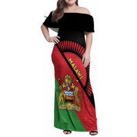 Personalised Malawi Family Matching Off Shoulder Maxi Dress and Hawaiian Shirt Coat Of Arms - Flag Style - Wonder Print Shop