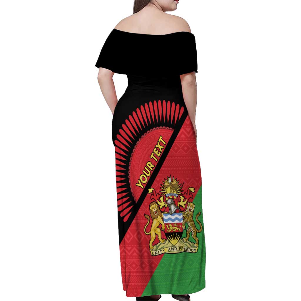 Personalised Malawi Family Matching Off Shoulder Maxi Dress and Hawaiian Shirt Coat Of Arms - Flag Style - Wonder Print Shop