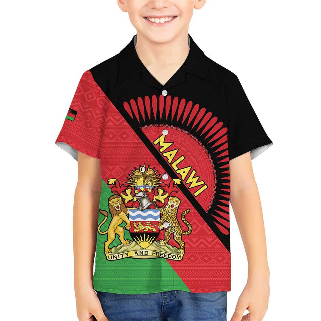 Personalised Malawi Family Matching Off Shoulder Short Dress and Hawaiian Shirt Coat Of Arms - Flag Style - Wonder Print Shop