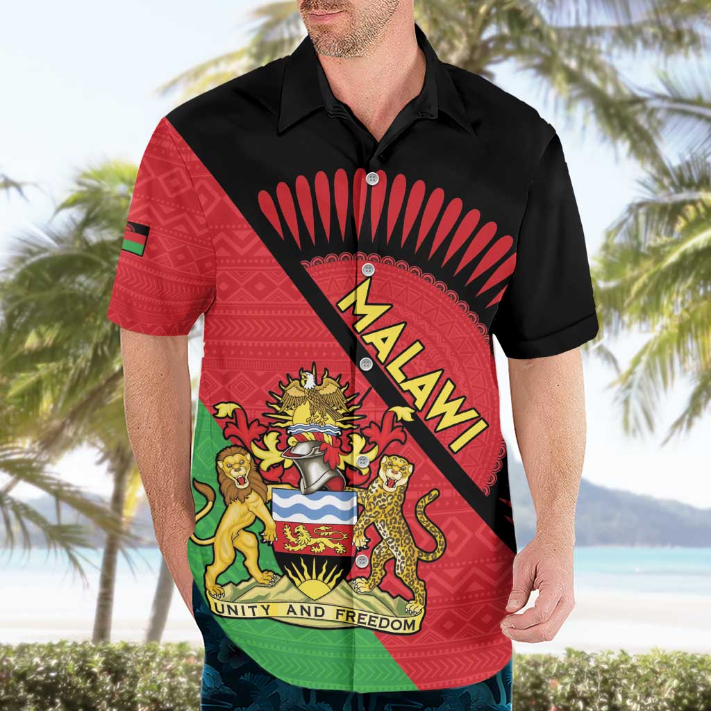 Personalised Malawi Hawaiian Shirt Coat Of Arms - Flag Style - Wonder Print Shop