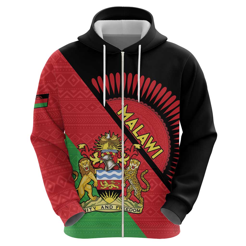 Personalised Malawi Hoodie Coat Of Arms - Flag Style - Wonder Print Shop