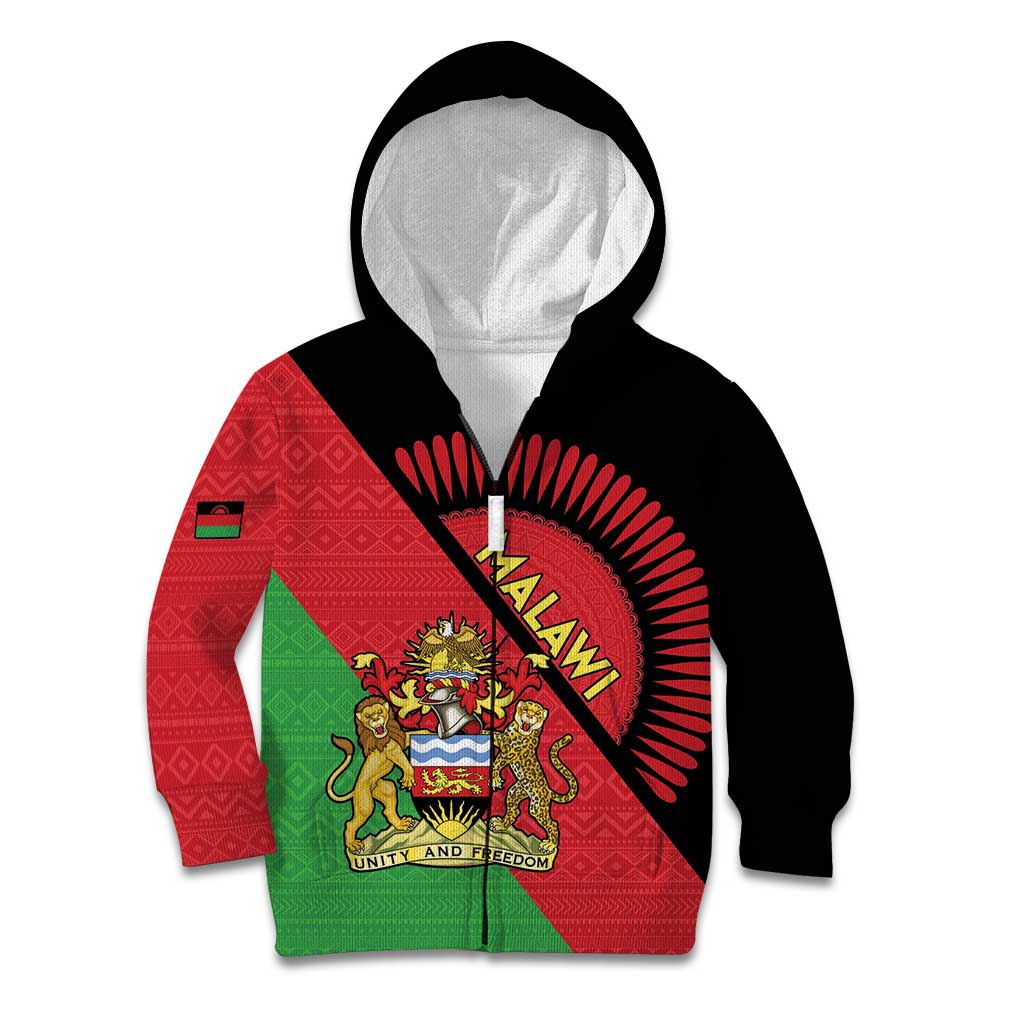 Personalised Malawi Kid Hoodie Coat Of Arms - Flag Style - Wonder Print Shop