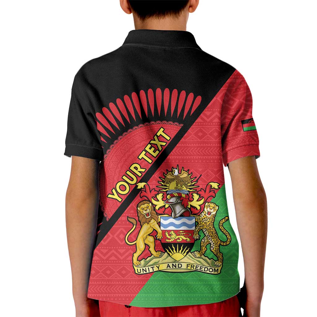 Personalised Malawi Kid Polo Shirt Coat Of Arms - Flag Style - Wonder Print Shop
