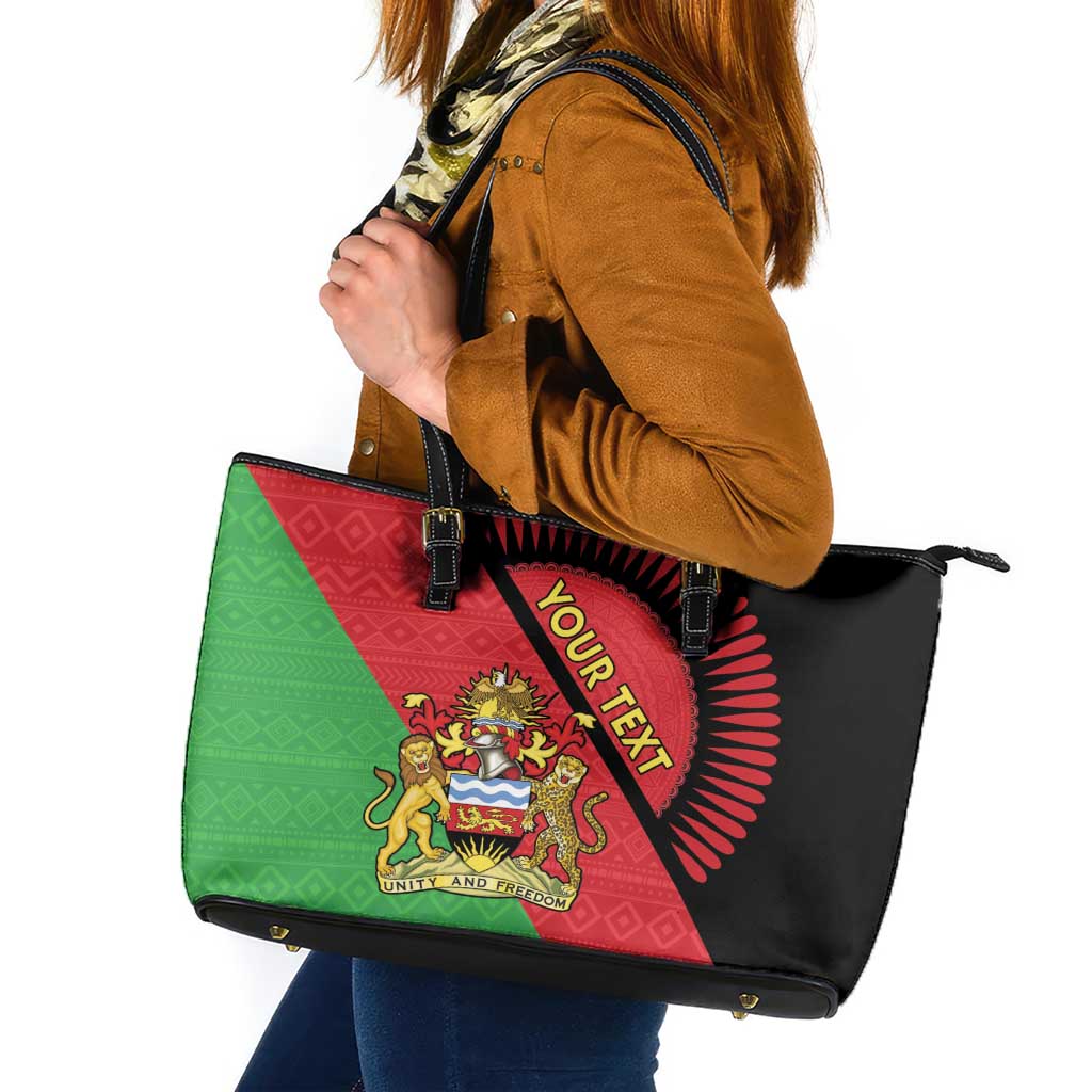 Personalised Malawi Leather Tote Bag Coat Of Arms - Flag Style