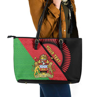 Personalised Malawi Leather Tote Bag Coat Of Arms - Flag Style