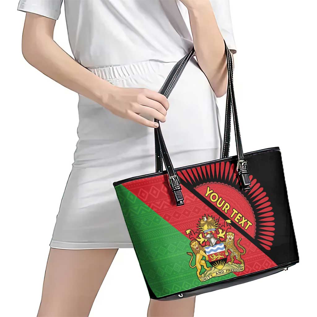 Personalised Malawi Leather Tote Bag Coat Of Arms - Flag Style