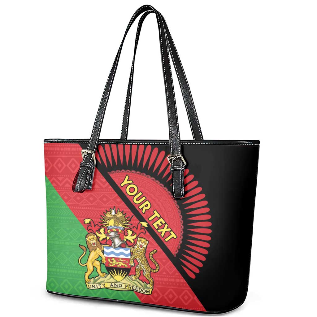 Personalised Malawi Leather Tote Bag Coat Of Arms - Flag Style