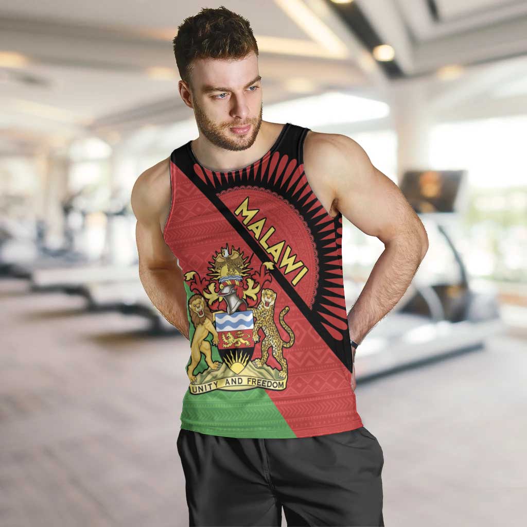 Personalised Malawi Men Tank Top Coat Of Arms - Flag Style - Wonder Print Shop