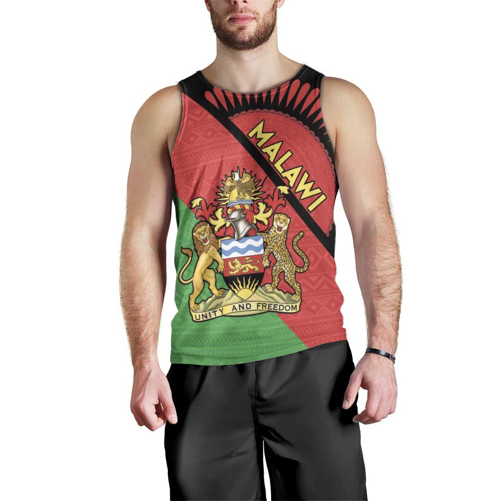Personalised Malawi Men Tank Top Coat Of Arms - Flag Style - Wonder Print Shop