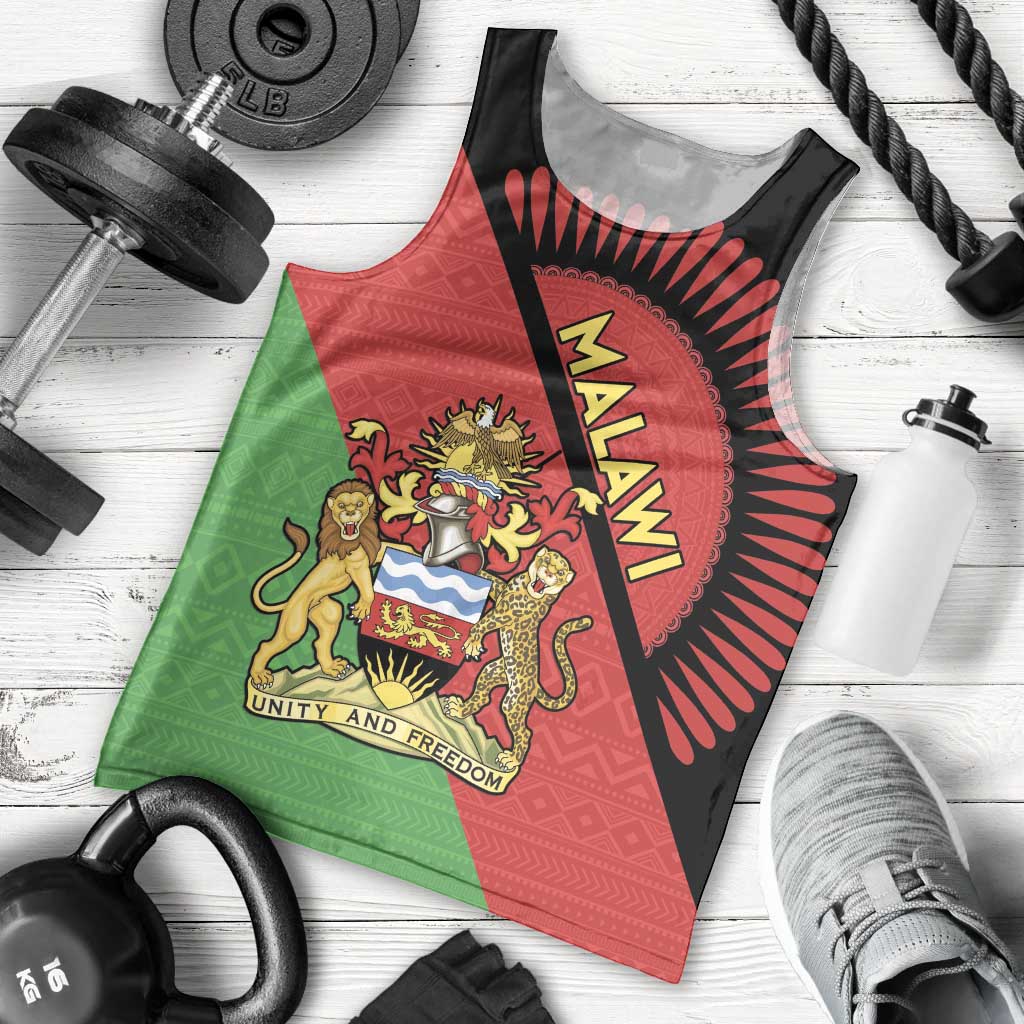 Personalised Malawi Men Tank Top Coat Of Arms - Flag Style - Wonder Print Shop