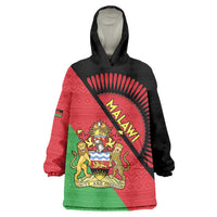 Personalised Malawi Wearable Blanket Hoodie Coat Of Arms - Flag Style - Wonder Print Shop