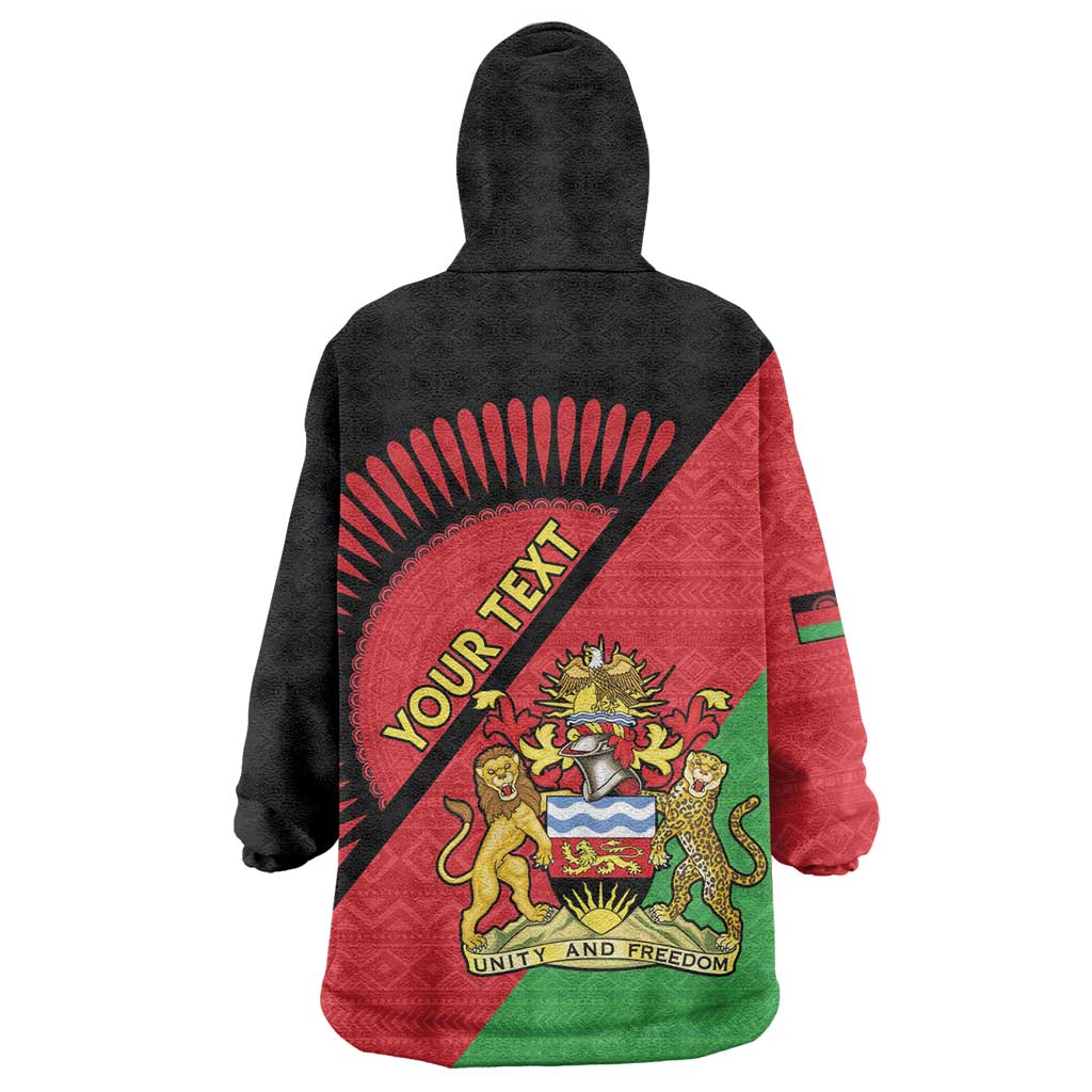 Personalised Malawi Wearable Blanket Hoodie Coat Of Arms - Flag Style - Wonder Print Shop