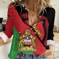 Personalised Malawi Women Casual Shirt Coat Of Arms - Flag Style - Wonder Print Shop