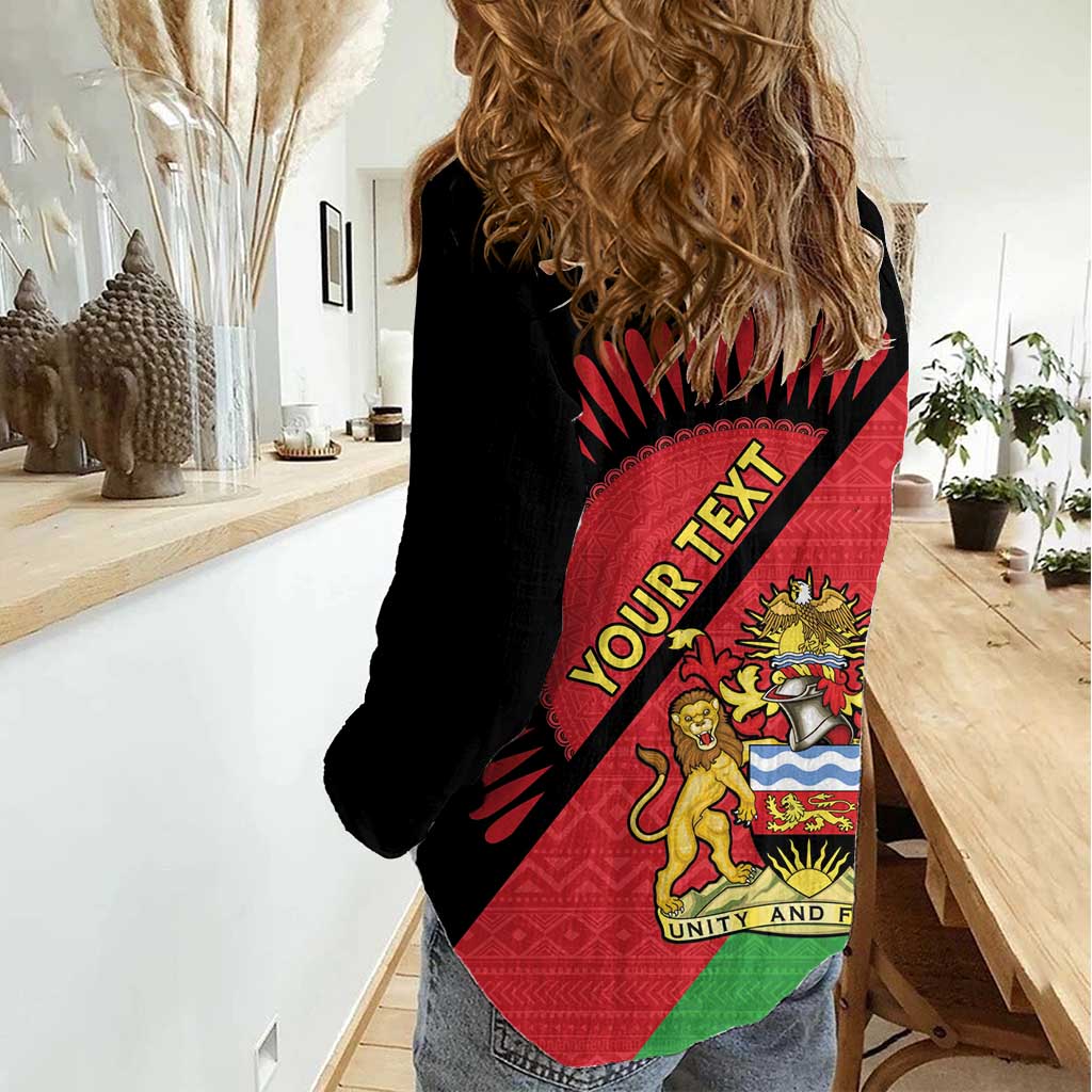 Personalised Malawi Women Casual Shirt Coat Of Arms - Flag Style - Wonder Print Shop