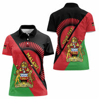 Personalised Malawi Women Polo Shirt Coat Of Arms - Flag Style - Wonder Print Shop