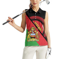Personalised Malawi Women Sleeveless Polo Shirt Coat Of Arms - Flag Style - Wonder Print Shop