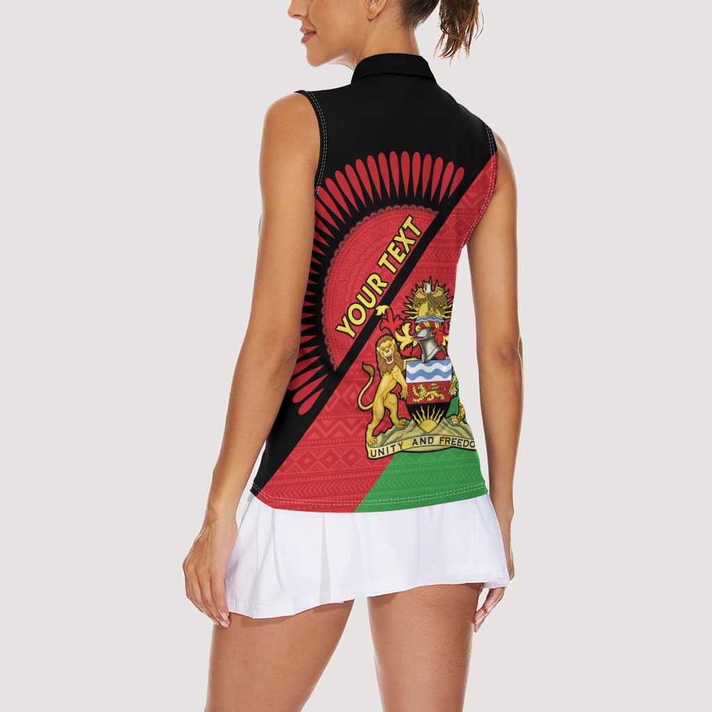 Personalised Malawi Women Sleeveless Polo Shirt Coat Of Arms - Flag Style - Wonder Print Shop