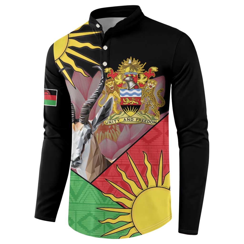 Personalised Malawi Thomsons Gazelle Button Sweatshirt Lotus - African Pattern - Wonder Print Shop