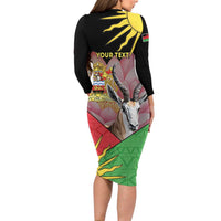 Personalised Malawi Thomsons Gazelle Family Matching Long Sleeve Bodycon Dress and Hawaiian Shirt Lotus - African Pattern - Wonder Print Shop